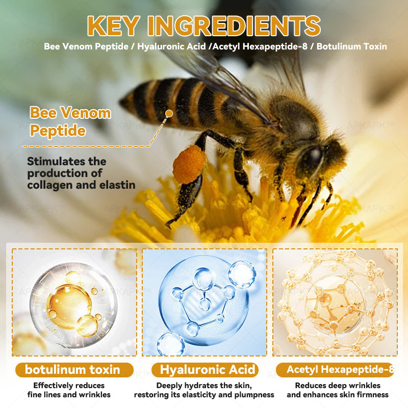 APKAPK⢠Bee Venom Skin Treatment Cream, Anti-aging, Hydrating, Skin Repair, Even Tone, Acne and Dark Spot Treatment, Wart and Mole Removal, Psoriasis Relief